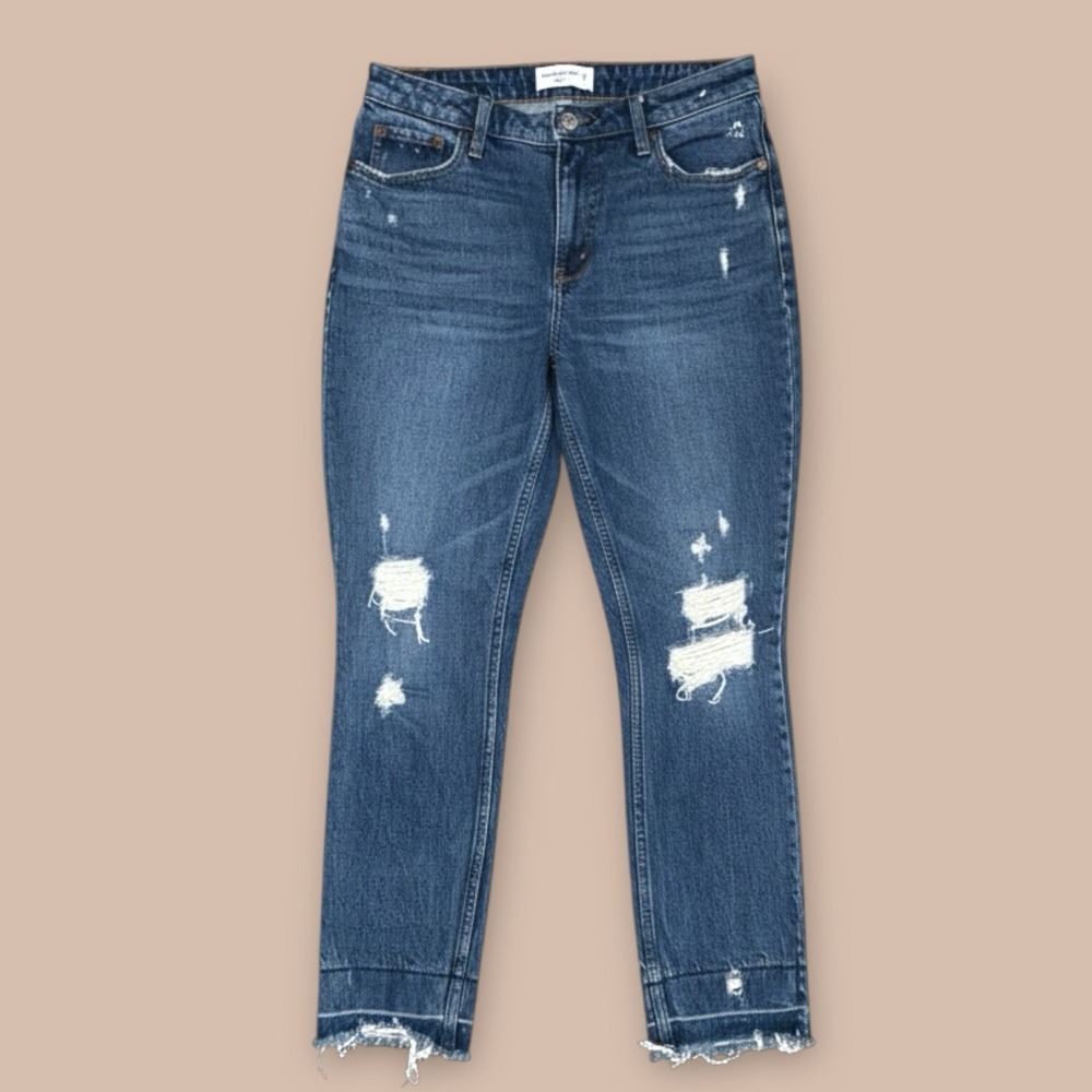 Abercrombie Curve Love High Rise Skinny Jeans Distressed Blue Women 29/8